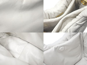 PRADA プラダ ソフト パデッドナッパレザー ハンドバッグ ホワイト 2WAY 1BA359 ゴールド金具 美品 中古 61403 