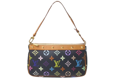 LOUIS VUITTON ルイヴィトン モノグラムマルチ ポシェット アクセソワ―ル M92648 村上隆 ブラック 美品 中古 61404