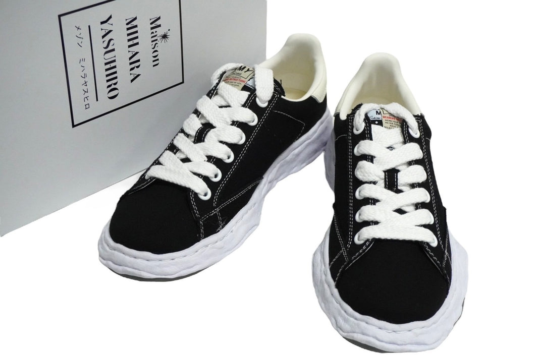 新品未使用品 MIHARA YASUHIRO ミハラヤスヒロ キャンバス ソール ロートップ スニーカー チャールズ ブラック 42 中古 61411