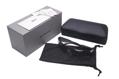 極美品 BALENCIAGA バレンシアガ モノレクタングル サングラス シルバー ロゴ プラスチック アイウェア 99☐1 BB0041S 中古 61430