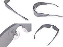Load image into Gallery viewer, 極美品 BALENCIAGA バレンシアガ モノレクタングル サングラス シルバー ロゴ プラスチック アイウェア 99☐1 BB0041S 中古 61430