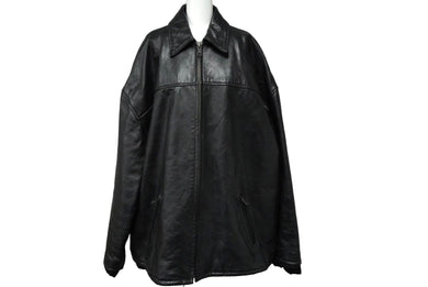 極美品 21秋ランウェイ BALENCIAGA バレンシアガ オーバーサイズレザージャケット 662134 カーフ ブラック サイズ44 中古 61433