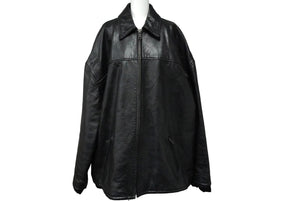 極美品 21秋ランウェイ BALENCIAGA バレンシアガ オーバーサイズレザージャケット 662134 カーフ ブラック サイズ44 中古 61433