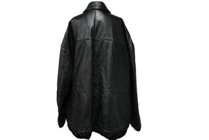 極美品 21秋ランウェイ BALENCIAGA バレンシアガ オーバーサイズレザージャケット 662134 カーフ ブラック サイズ44 中古 61433