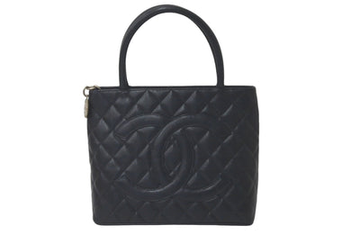 極美品 CHANEL シャネル 復刻トートバック A01804 10番台 キャビアスキン ブラック シルバープレート 中古 61452