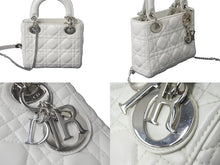 Load image into Gallery viewer, Christian Dior クリスチャンディオール レディーディオール ショルダーバッグ カナージュ ラムスキン ホワイト 美品 中古 61455