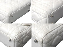 Load image into Gallery viewer, Christian Dior クリスチャンディオール レディーディオール ショルダーバッグ カナージュ ラムスキン ホワイト 美品 中古 61455
