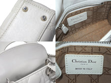 Load image into Gallery viewer, Christian Dior クリスチャンディオール レディーディオール ショルダーバッグ カナージュ ラムスキン ホワイト 美品 中古 61455