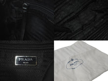 画像をギャラリービューアに読み込む, PRADA プラダ スタッズショルダーバッグ トライアングルロゴ ナイロン ブラック シルバー金具 美品 中古 61456 