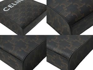 極美品 CELINE セリーヌ ミニ バーティカル トリオンフ キャンバス ショルダーバッグ 194372BZK.04LU ブラウン 中古 61457