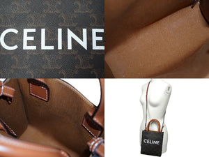 極美品 CELINE セリーヌ ミニ バーティカル トリオンフ キャンバス ショルダーバッグ 194372BZK.04LU ブラウン 中古 61457