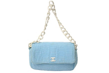 Load image into Gallery viewer, CHANEL シャネル ココマーク マトラッセ ハンドバッグ プラチェーン パイル 7番台 ブルー 水色 良品 中古 61459