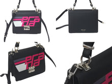 画像をギャラリービューアに読み込む, 極美品 PRADA プラダ ２WAYショルダーバッグ サフィアーノレザー スタッズ ブラック ピンク レーシングロゴ 中古 61460 