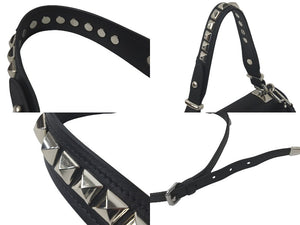 極美品 PRADA プラダ ２WAYショルダーバッグ サフィアーノレザー スタッズ ブラック ピンク レーシングロゴ 中古 61460 
