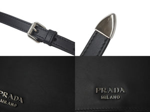 極美品 PRADA プラダ ２WAYショルダーバッグ サフィアーノレザー スタッズ ブラック ピンク レーシングロゴ 中古 61460 
