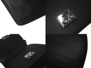 極美品 PRADA プラダ ２WAYショルダーバッグ サフィアーノレザー スタッズ ブラック ピンク レーシングロゴ 中古 61460 