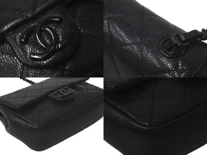 極美品 CHANEL シャネル チェーンショルダーバッグ ミニマトラッセ 29番台 ソーブラック キャビアスキン ブラック金具 中古 61462