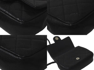 極美品 CHANEL シャネル チェーンショルダーバッグ ミニマトラッセ 29番台 ソーブラック キャビアスキン ブラック金具 中古 61462
