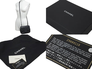 極美品 CHANEL シャネル チェーンショルダーバッグ ミニマトラッセ 29番台 ソーブラック キャビアスキン ブラック金具 中古 61462
