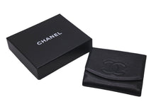 Load image into Gallery viewer, CHANEL シャネル 二つ折り財布 ココマーク Wホック財布 ブラック キャビアスキン 美品 中古 61464