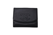 Load image into Gallery viewer, CHANEL シャネル 二つ折り財布 ココマーク Wホック財布 ブラック キャビアスキン 美品 中古 61464