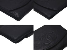 Load image into Gallery viewer, CHANEL シャネル 二つ折り財布 ココマーク Wホック財布 ブラック キャビアスキン 美品 中古 61464