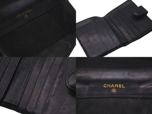 CHANEL シャネル 二つ折り財布 ココマーク Wホック財布 ブラック キャビアスキン 美品 中古 61464