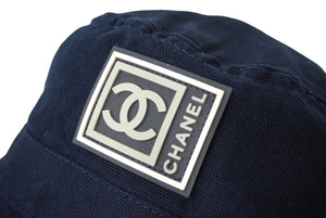 極美品 CHANEL シャネル スポーツライン バケットハット ネイビー ココマーク 帽子 ロゴ パッカブル仕様 サイズM 中古 61465