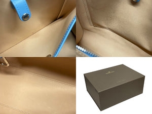 極美品 DELVAUX デルヴォー L'Humour MM ルーモア MM ハンドバッグ AA0480AAM040BCM 2WAY ブルー シルバー金具 中古 4b006147 