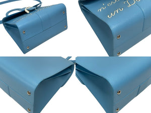 極美品 DELVAUX デルヴォー L'Humour MM ルーモア MM ハンドバッグ AA0480AAM040BCM 2WAY ブルー シルバー金具 中古 4b006147 