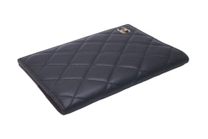 極美品 CHANEL シャネル ココマーク パスポートケース 22番台 ラムスキン ブラック ワインレッド 中古 61473