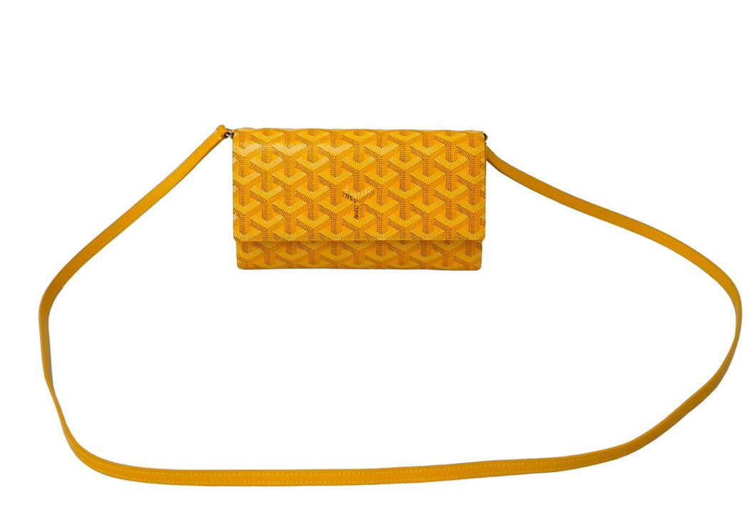 極美品 GOYARD ゴヤール ヴァレンヌ3ポーチウォレット ショルダーバッグ VAREN3MMLTY08CL08P イエロー シルバー金具 中古 61474
