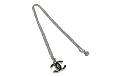 極美品 CHANEL シャネル ココマーク ネックレス チョーカー 05A アクセサリー シルバー ブラック 中古 61476