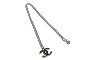 極美品 CHANEL シャネル ココマーク ネックレス チョーカー 05A アクセサリー シルバー ブラック 中古 61476