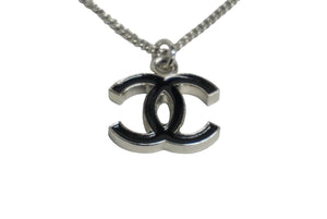 極美品 CHANEL シャネル ココマーク ネックレス チョーカー 05A アクセサリー シルバー ブラック 中古 61476