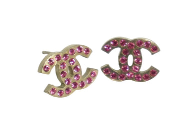 CHANEL シャネル ピアス ココマーク ラインストーン 06A アクセサリー ピンク ゴールド金具 美品 中古 61477