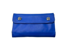 Load image into Gallery viewer, CHROME HEARTS クロムハーツ ウェーブ ノベルティレザー 長財布 ダガージップ ブルー シルバー925 美品 中古 61478