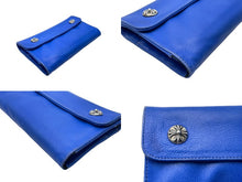 Load image into Gallery viewer, CHROME HEARTS クロムハーツ ウェーブ ノベルティレザー 長財布 ダガージップ ブルー シルバー925 美品 中古 61478