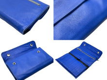 Load image into Gallery viewer, CHROME HEARTS クロムハーツ ウェーブ ノベルティレザー 長財布 ダガージップ ブルー シルバー925 美品 中古 61478
