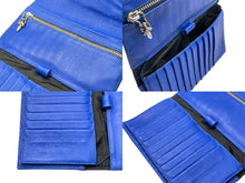 Load image into Gallery viewer, CHROME HEARTS クロムハーツ ウェーブ ノベルティレザー 長財布 ダガージップ ブルー シルバー925 美品 中古 61478