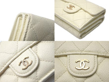 Load image into Gallery viewer, CHANEL シャネル コンパクトウォレット 三つ折り財布 ランダム ココマーク イエロー キャビアスキン 美品 中古 61484