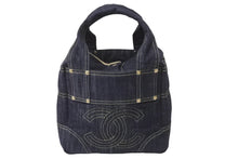 Load image into Gallery viewer, CHANEL シャネル ハンドバッグ スパークリングデニム ココマーク A31985 10番台 インディゴ ゴールド金具 美品 中古 61491