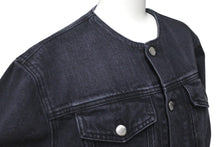 Load image into Gallery viewer, 新品同様 PRADA プラダ 23SS ノーカラーデニムジャケット トライアングルロゴ Mサイズ コットン ブラック 中古 61508