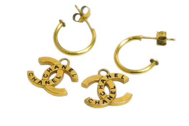 CHANEL シャネル ココマーク ピアス ぶら下がり ロゴ ゴールド ゴールド金具 美品 中古 61522