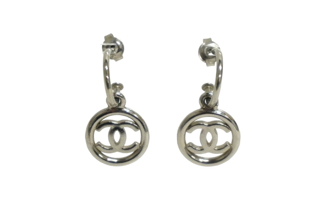 CHANEL シャネル サークル ココマーク スイングピアス メタル シルバー アクセサリー 美品 中古 61523