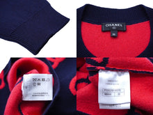 Load image into Gallery viewer, 極美品 CHANEL シャネル ニット セーター ココマーク クロップド P70525K10076 カシミヤ エラスタン ネイビー ピンク 36 中古 61526
