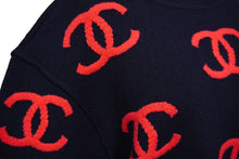 Load image into Gallery viewer, 極美品 CHANEL シャネル ニット セーター ココマーク クロップド P70525K10076 カシミヤ エラスタン ネイビー ピンク 36 中古 61526
