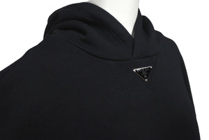 極美品 PRADA プラダ コットンフリース フーディー 23年 UJL45B ブラック パーカー トライアングルロゴ 現行 サイズXS 中古 61527