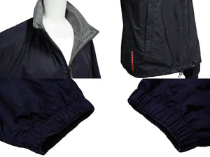 PRADA プラダ パーカー ウィンドブレーカー リバーシブル ジップアップ SGH753 ポリアミド グレー ネイビー 52 美品 中古 61530
