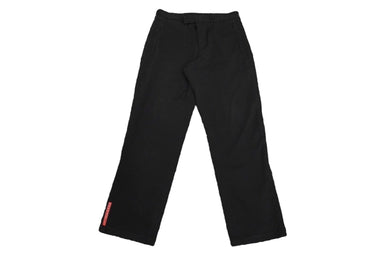 PRADA プラダ テーパードパンツ 裾ファスナー コットン地 裾ブランドロゴ イタリア ブラック レッド 46 美品 中古 61541 